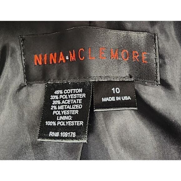 Nina MClemore JACQUARD DIAMOND CAR LONG SLEEVE BLACK COAT BLAZER JACKET SIZE 1 - Picture 7 of 7